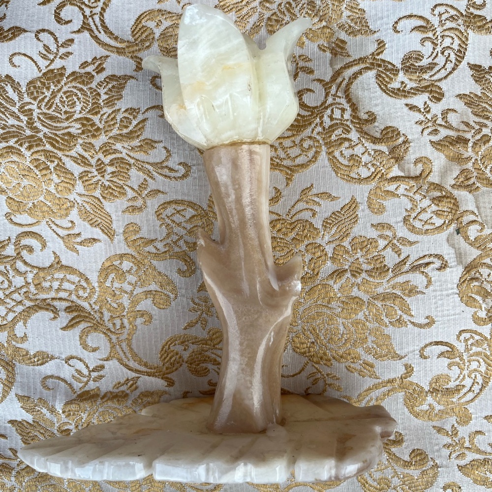 Vintage MCM Onyx Flower Candleholder